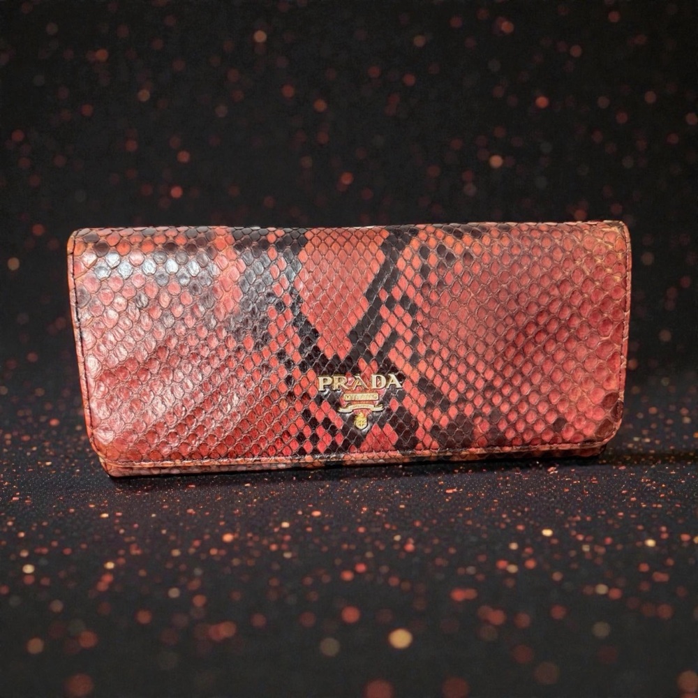 Prada Madras Python Long Wallet Red Multicolor Sn… - image 1